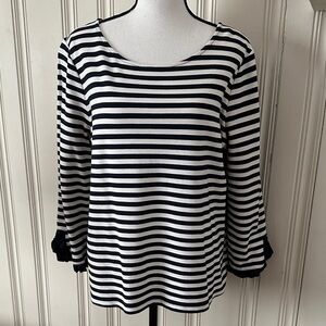 Ann Taylor Factory Navy and White Striped Women's Top Size L